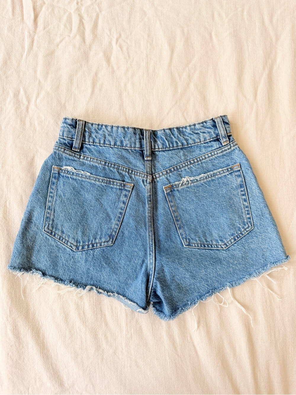 H&M Light Blue High-Waist Distressed Jean Shorts - Picture 3 of 3